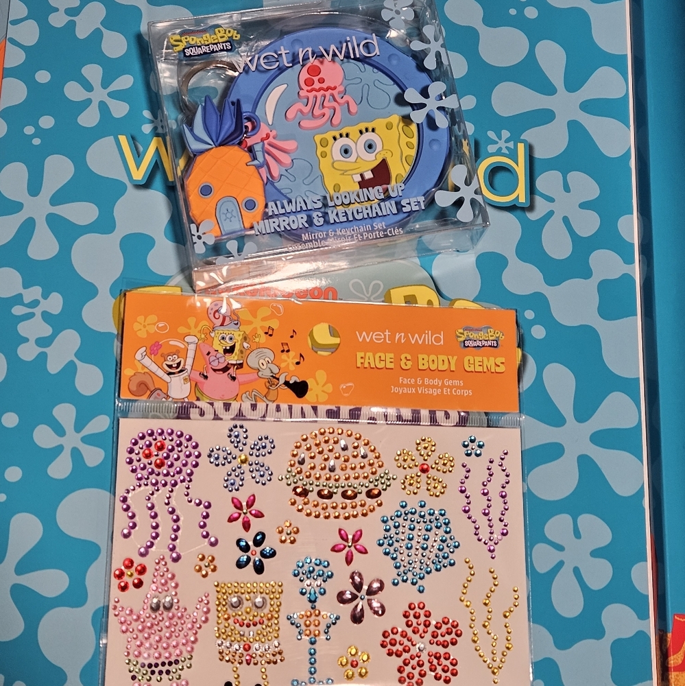 Spongebob X Wet N Wild Mirror Keychain And Face Gems